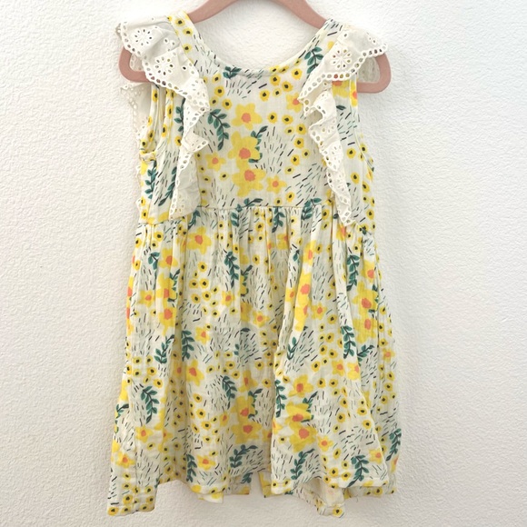 Jessica Simpson 4T Flutter Sleeve Dress Yellow Flower - Picture 1 of 3